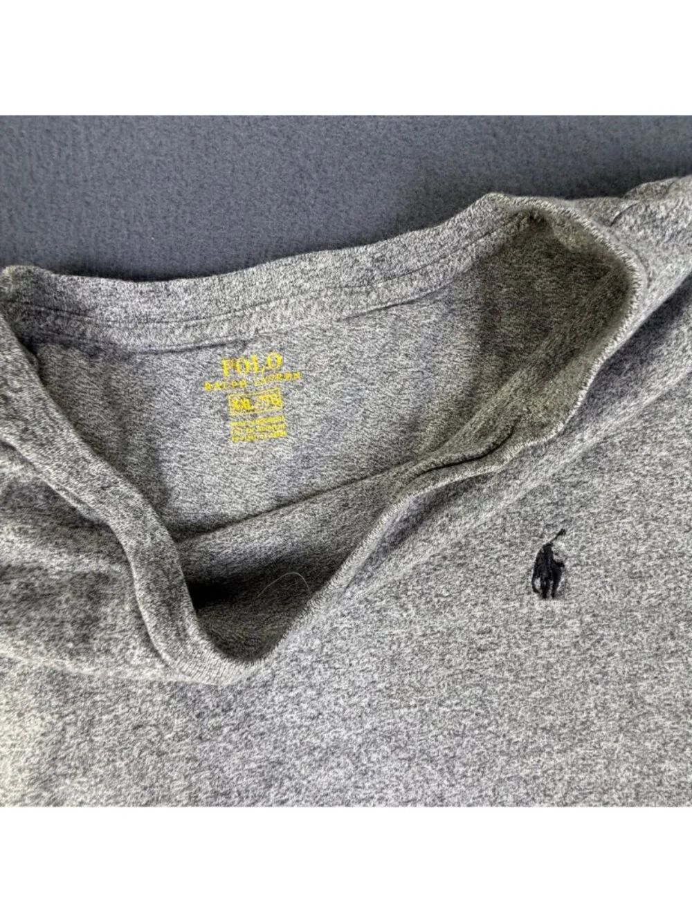 Y2K Polo Ralph Lauren Casual V-Neck T Shirt Mens XXL Gray Short Sleeve Cotton